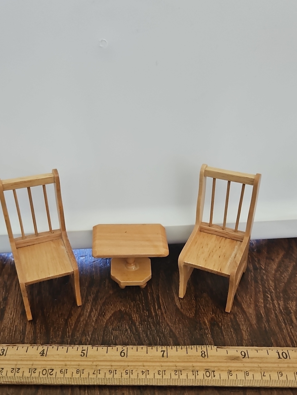 Wooden Dollhouse Chairs and Table Set - Natural Wood